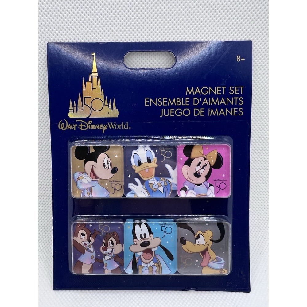 NEW WDW 50th Anniversary Mickey & Friends 6‑Piece Magnet Set 1″ Disney Parks